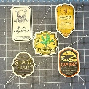 5 for $8! Spooky Apothecary Label Themed Stickers Waterproof and Vinyl